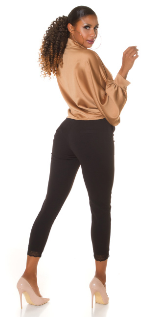 Highwaist pants with lace detail Black